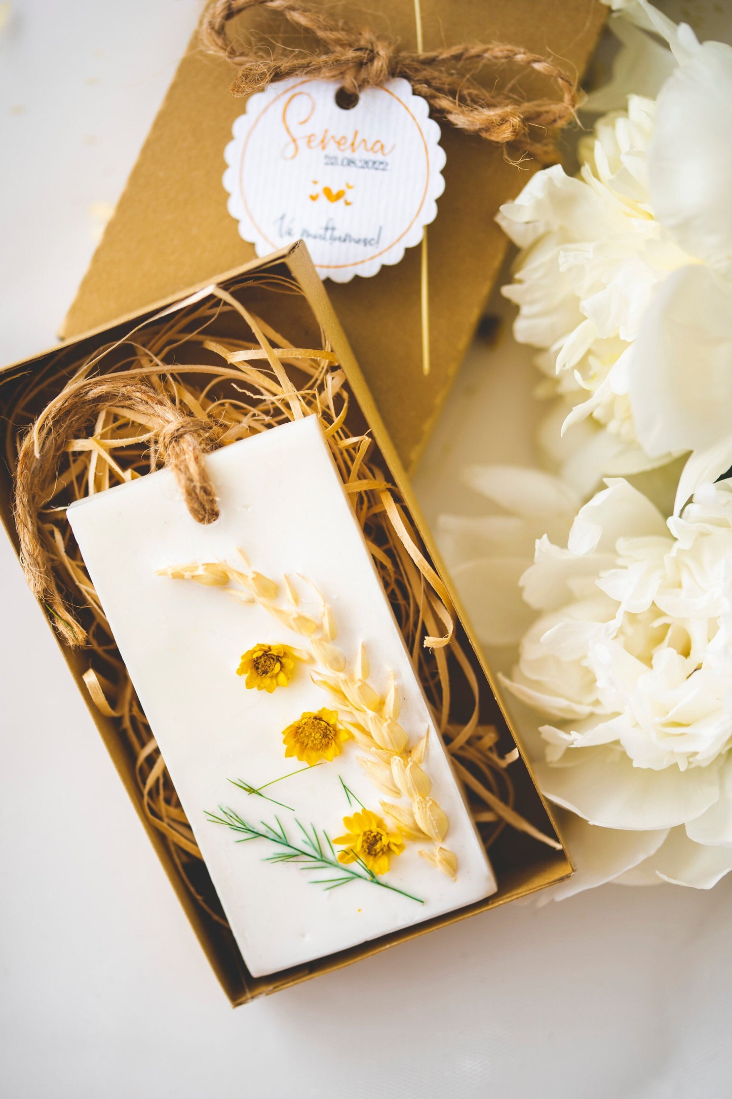 Marturii botez personalizate  - tableta ceara parfumata "Spic de grau"