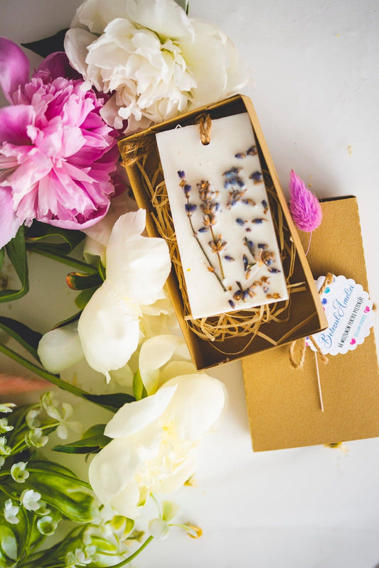 Marturii nunta personalizate - tableta ceara parfumata "Warm Lavender"