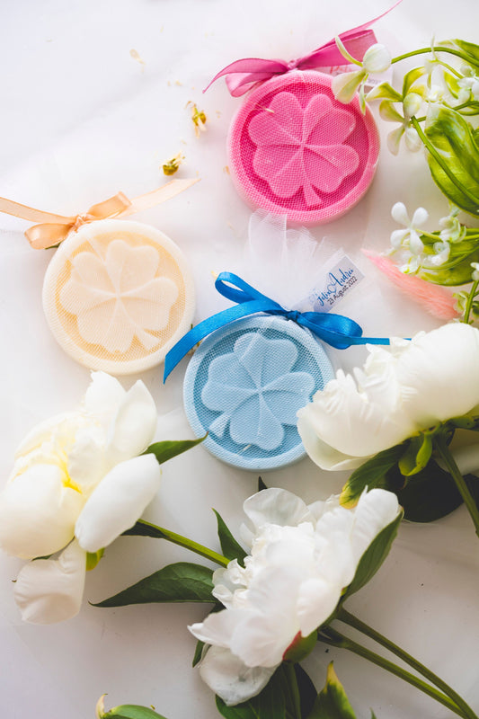 Marturii nunta - tableta de ceara parfumata cu trifoi