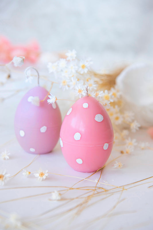 Set 2 lumanari decorative parfumate, cu buline albe