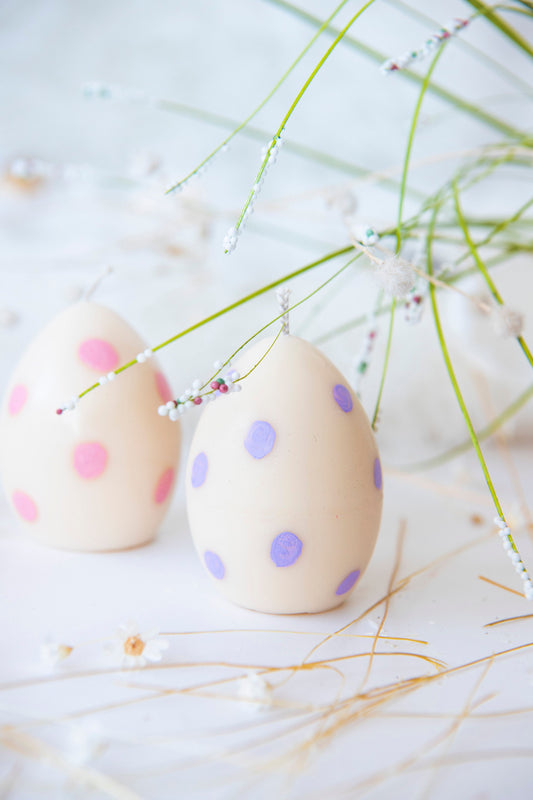 Set 2 lumanari decorative parfumate, cu buline colorate