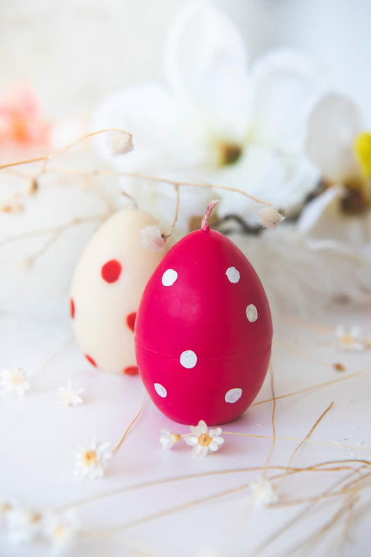 Set 2 lumanari decorative parfumate, cu buline rosii